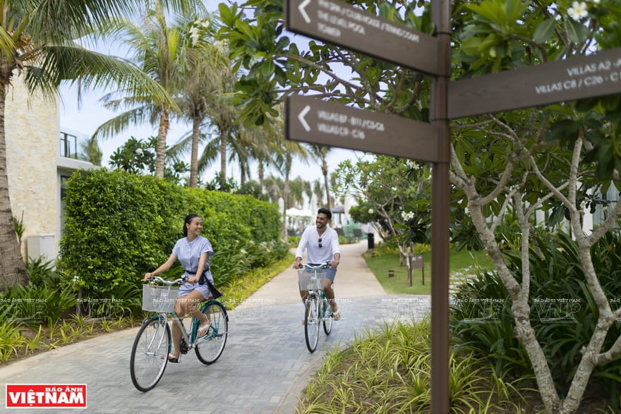 Visitors cycling along the Ho Tram coastline hotel vung tau