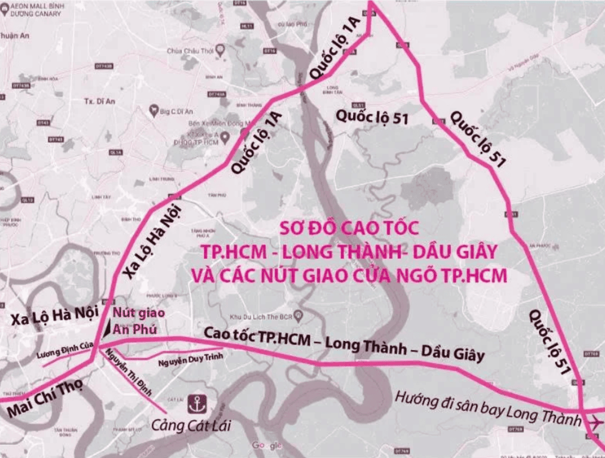 Tuyến cao tốc TP.HCM – Long Thành – Dầu Giây sân bay long thành vị trí